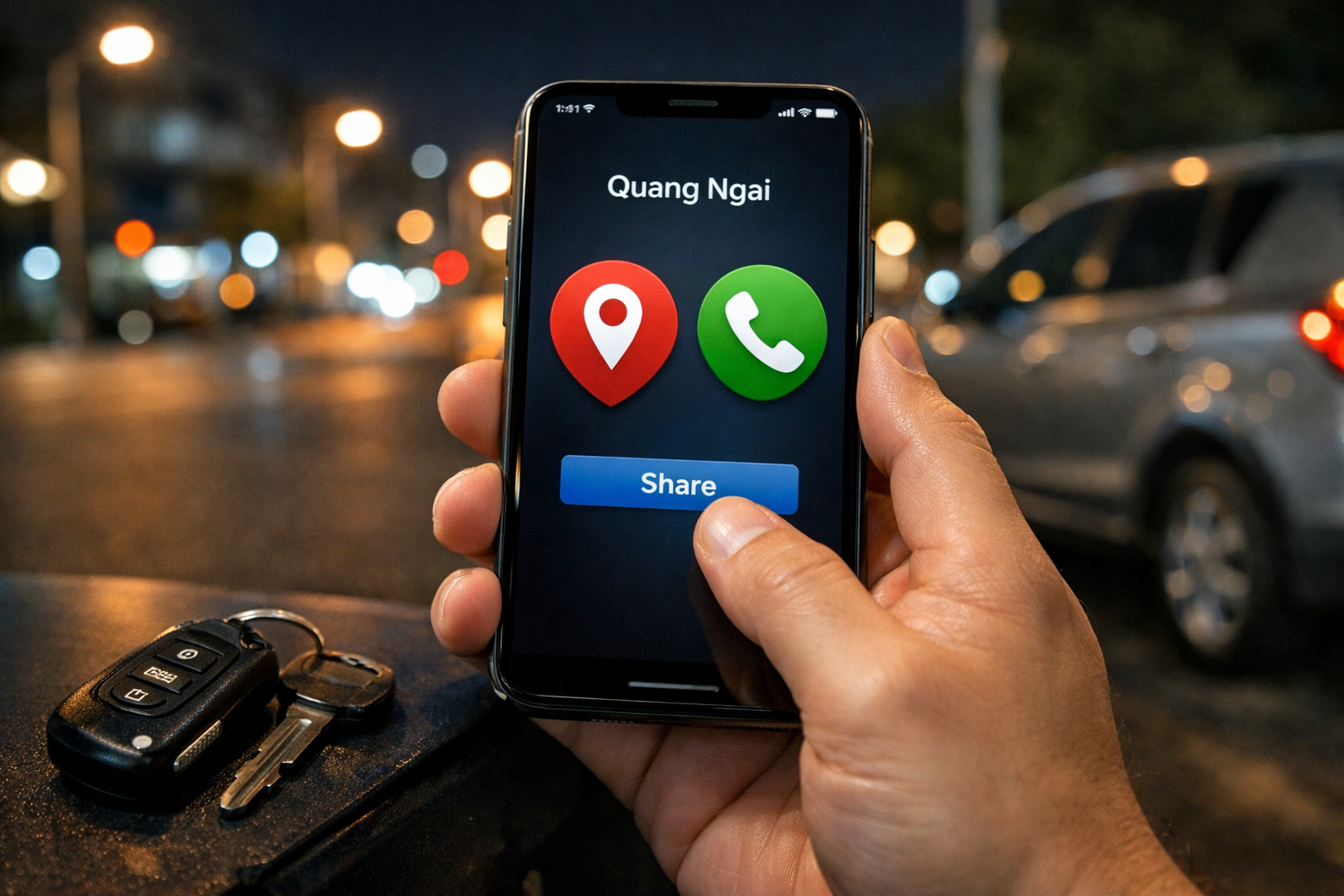 Khách gửi vị trí để đặt lái xe hộ Quảng Ngãi