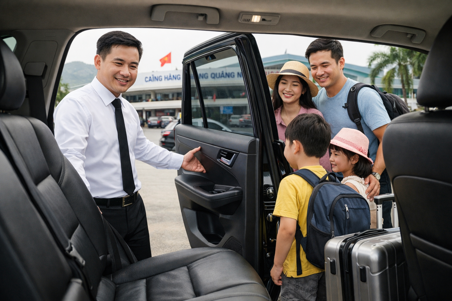 Tài xế hỗ trợ khách mang hành lý tại Quảng Ngãi