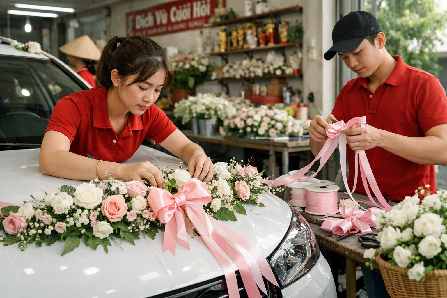 Trang trí xe hoa theo yêu cầu ở Quảng Ngãi