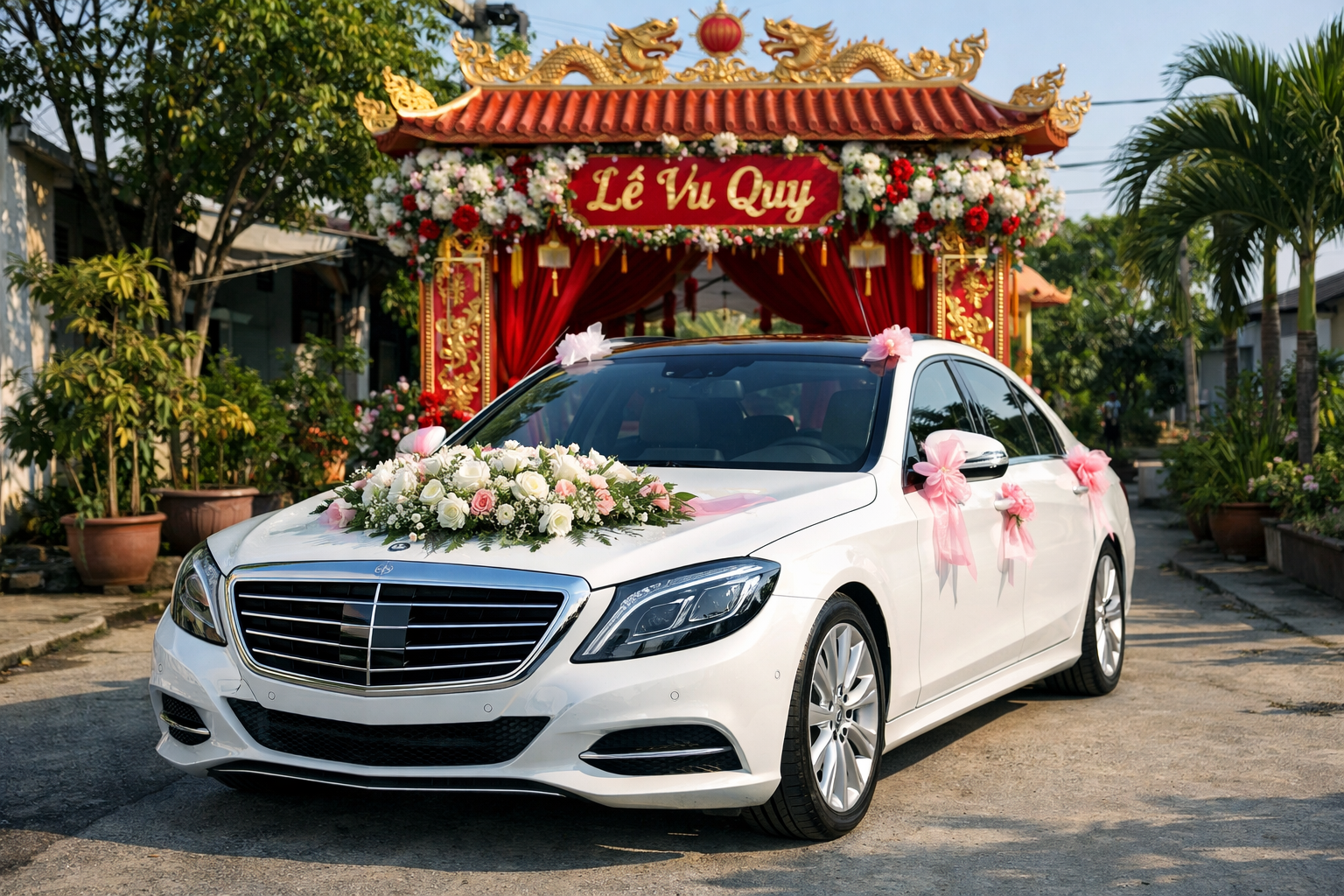 Đặt xe cưới hỏi Quảng Ngãi trong ngày, có xe hoa và trang trí theo lễ