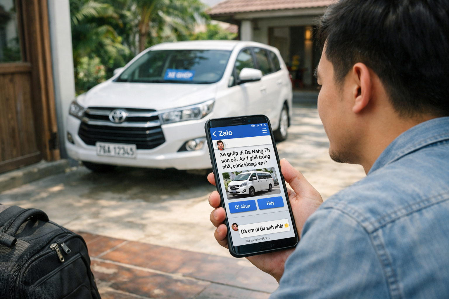 Khách đặt xe ghép Quảng Ngãi đi Huế qua Zalo