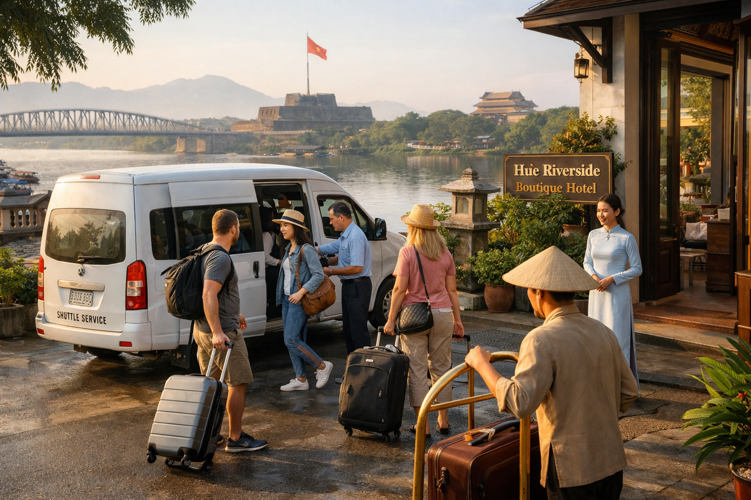 Xe ghép trả khách tại Huế