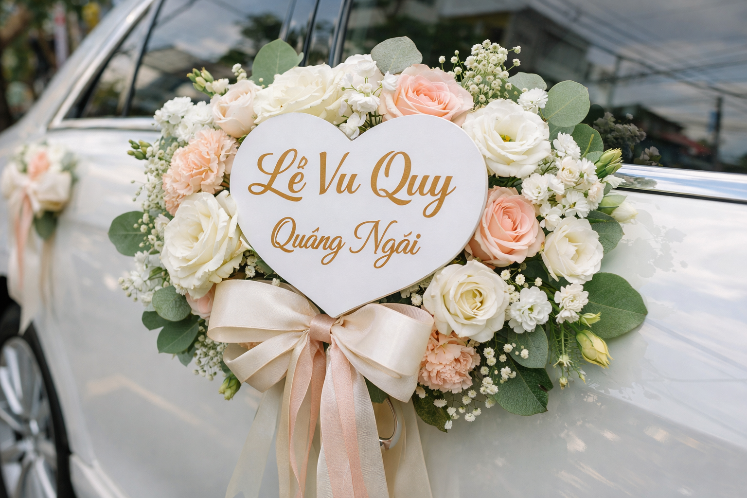 Chi tiết trang trí xe hoa ngày cưới