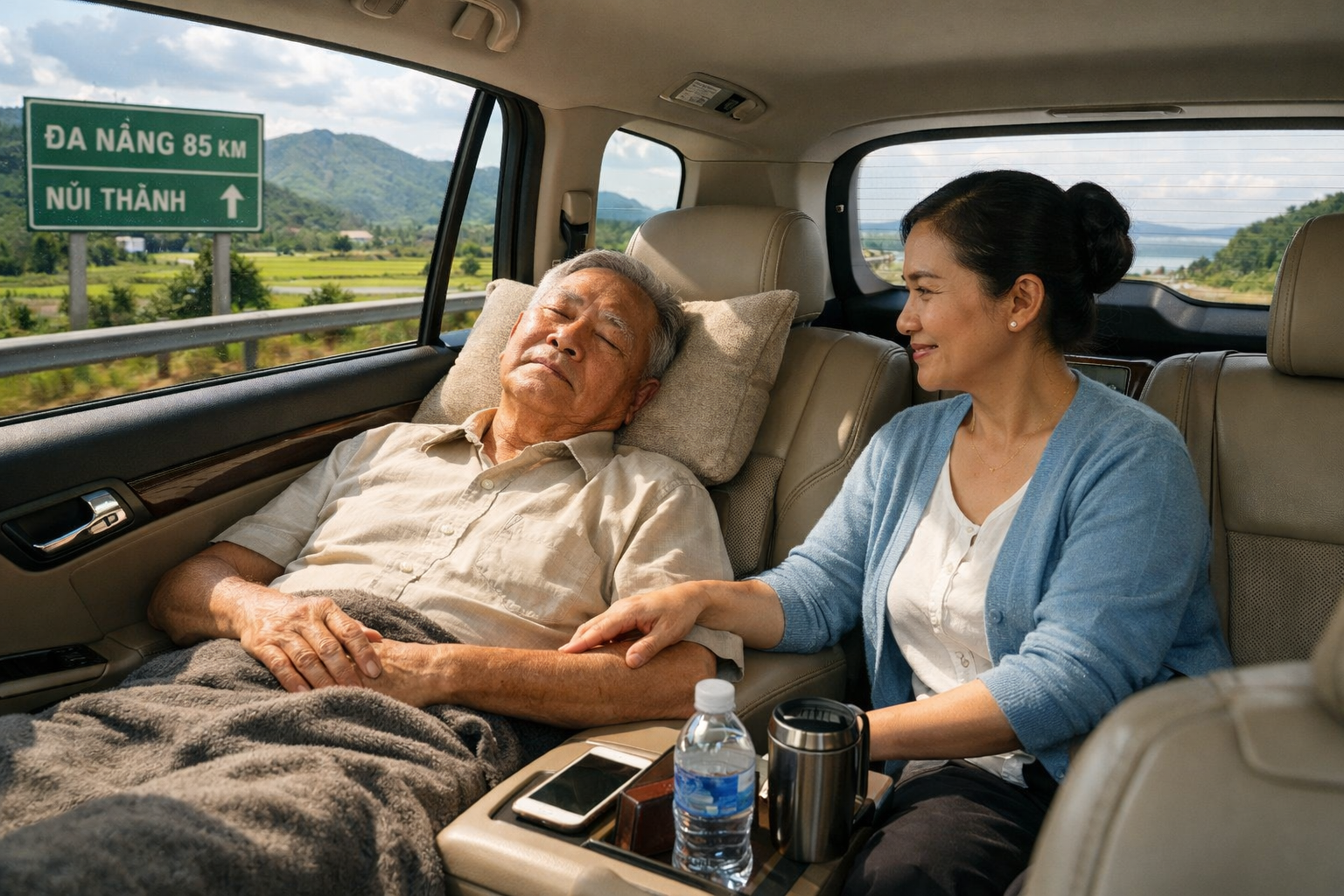 Xe riêng chở người bệnh từ Quảng Ngãi đi Đà Nẵng