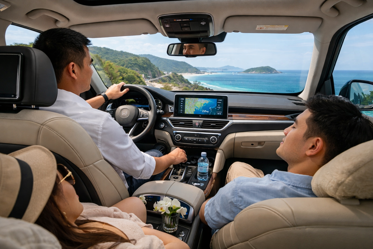 Xe riêng chạy trên cung đường ven biển Quảng Ngãi