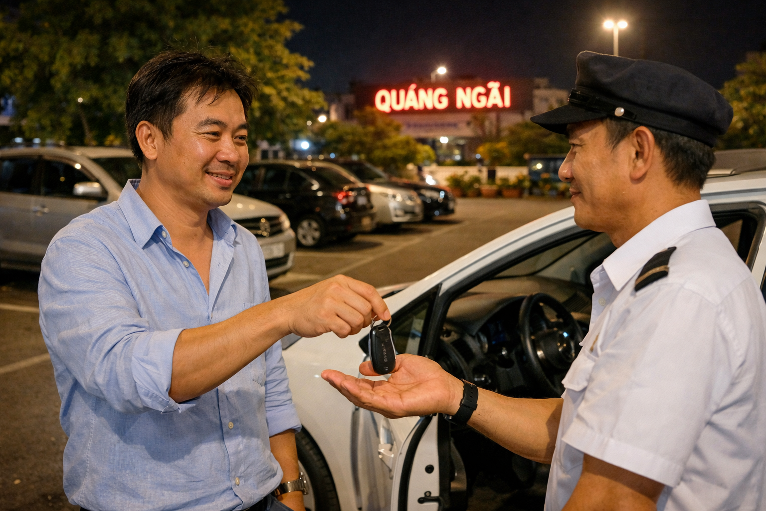 Khách bàn giao xe cho tài xế lái hộ sau tiệc