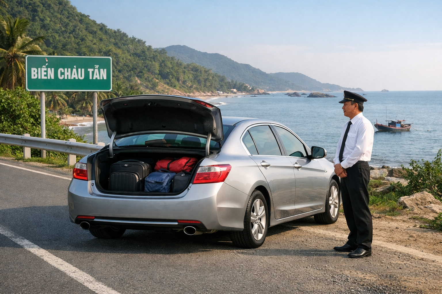 Xe 4 chỗ phục vụ chuyến đi Biển Châu Tân