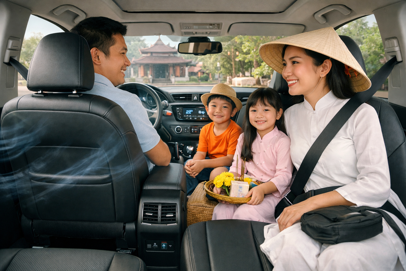 Nội thất xe sạch đẹp cho chuyến đi Chùa Đục