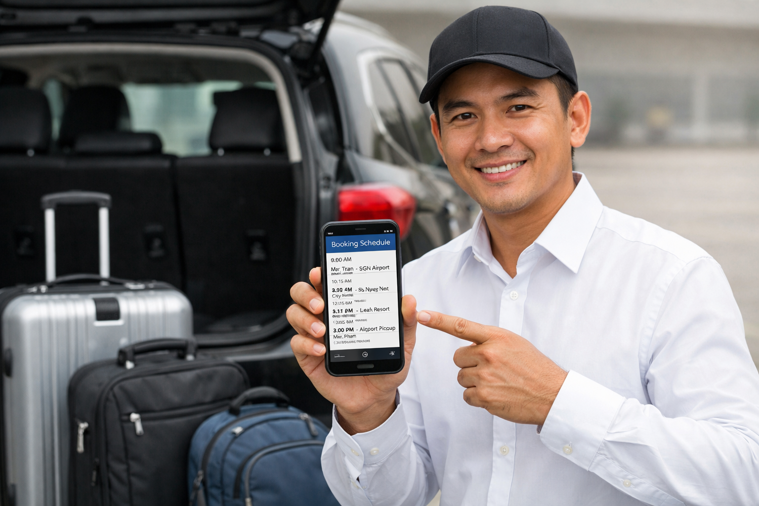 Tài xế xác nhận lịch đón sân bay Chu Lai qua điện thoại