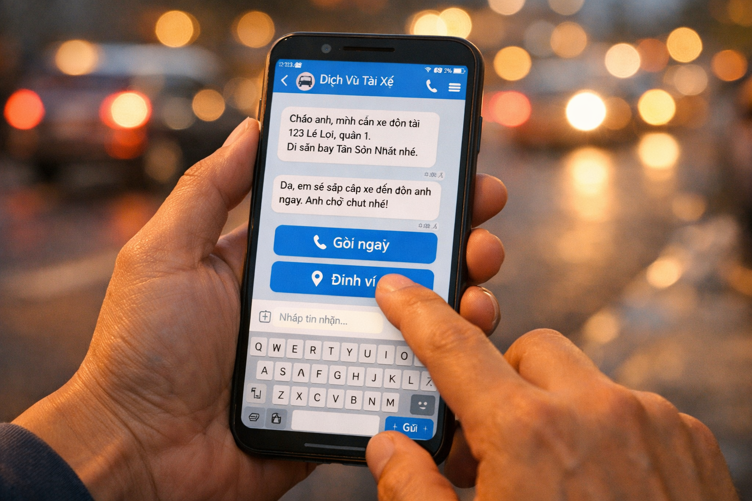 Khách hàng gọi lái xe hộ Quảng Ngãi qua hotline và Zalo