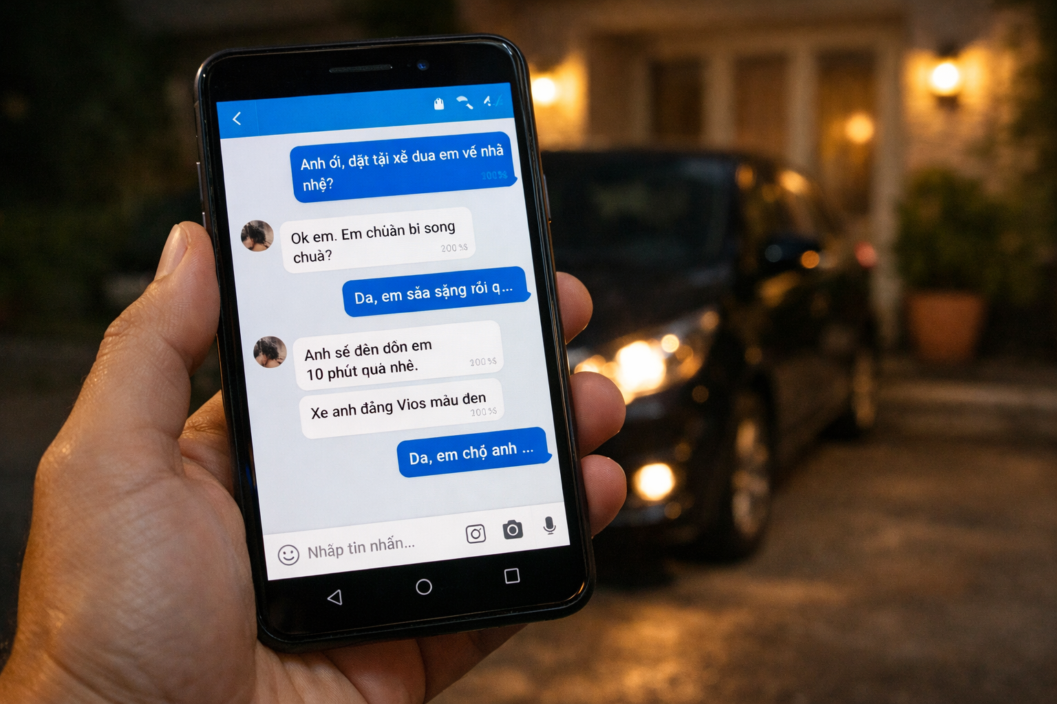 Khách đặt lái xe hộ ban đêm qua Zalo tại Quảng Ngãi