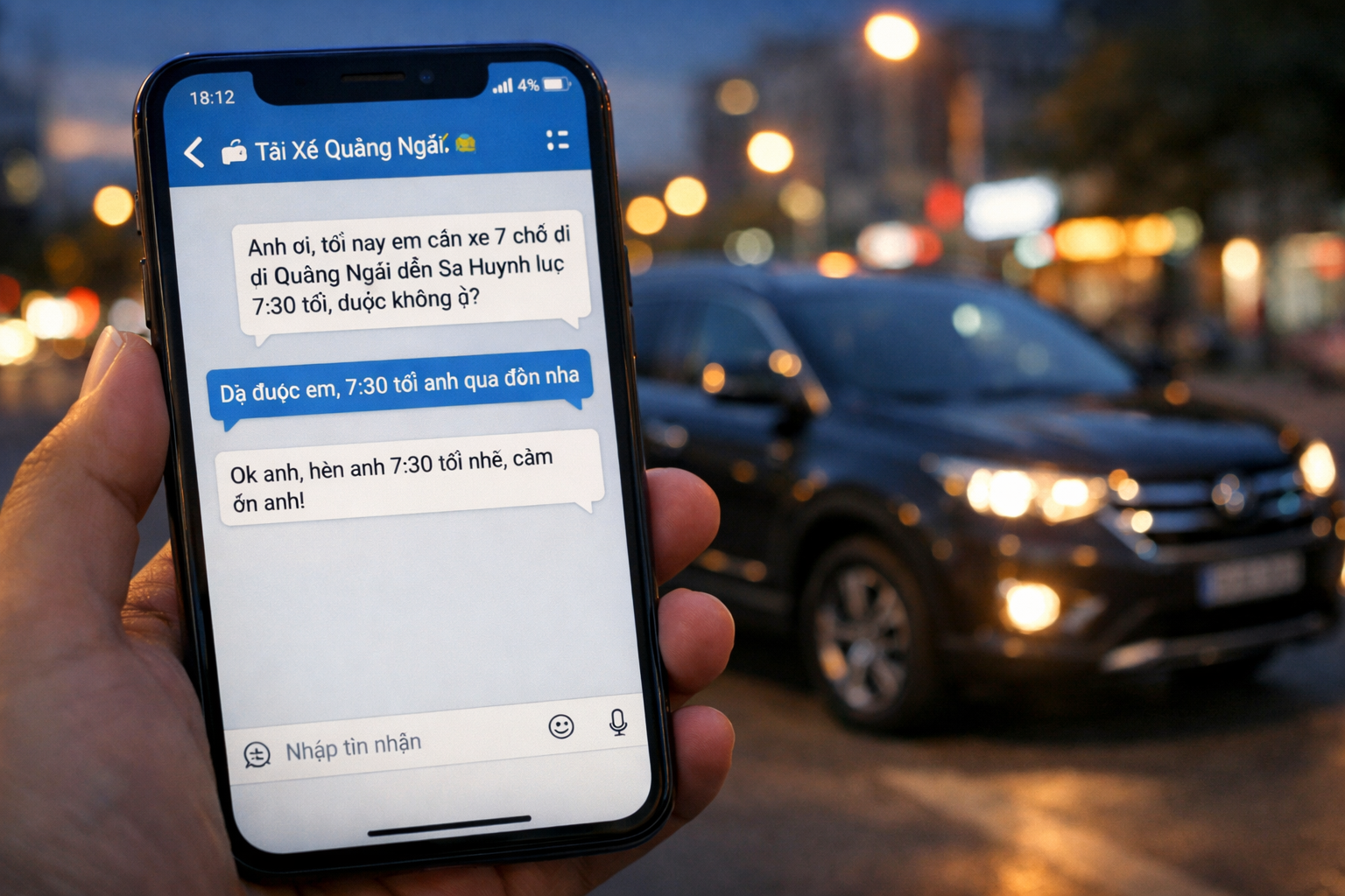 Khách đặt lái xe hộ Quảng Ngãi qua Zalo rất nhanh