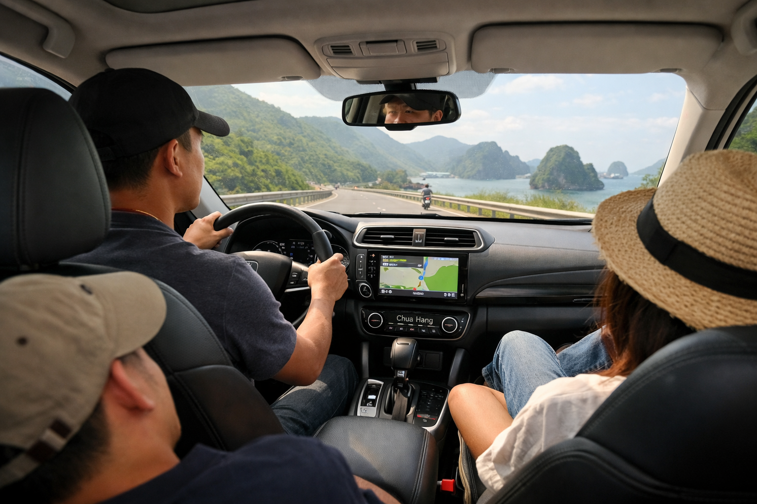 Nội thất xe riêng trên hành trình đi Chùa Hang từ Quảng Ngãi
