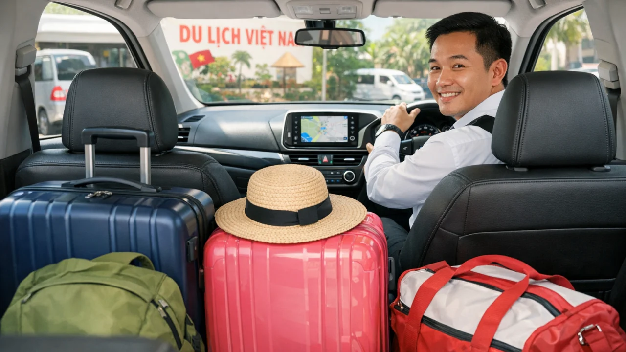 Không gian xe có tài thoải mái cho chuyến đi Đà Nẵng