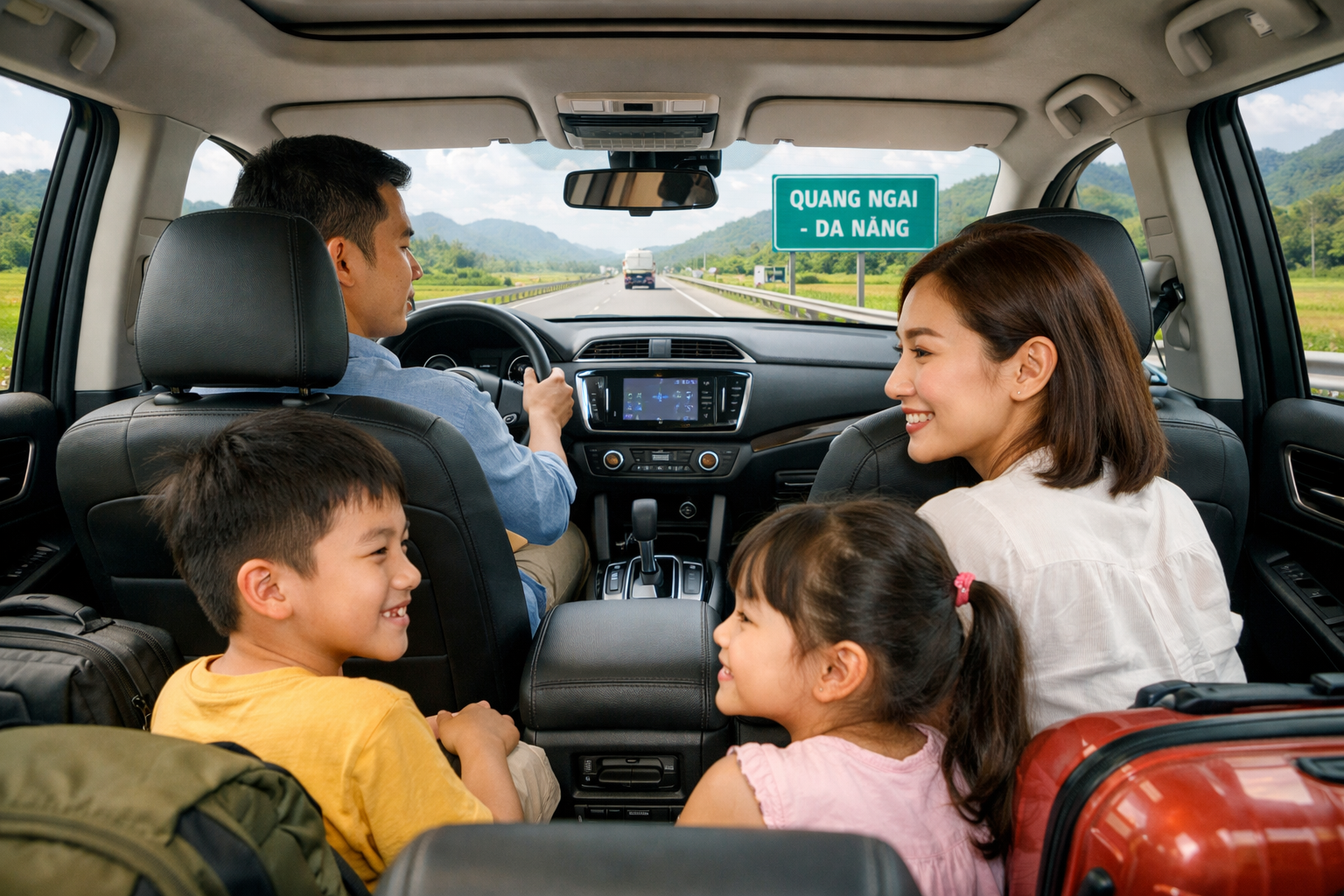 Không gian xe riêng thoải mái cho chuyến đi Đà Nẵng