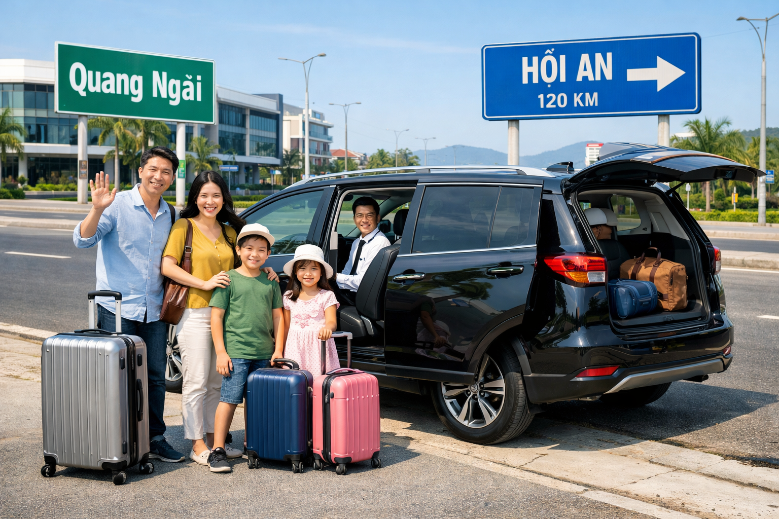 Thuê xe có tài Quảng Ngãi đi Hội An: đi riêng, chủ động lịch trình, đỡ mệt đường xa