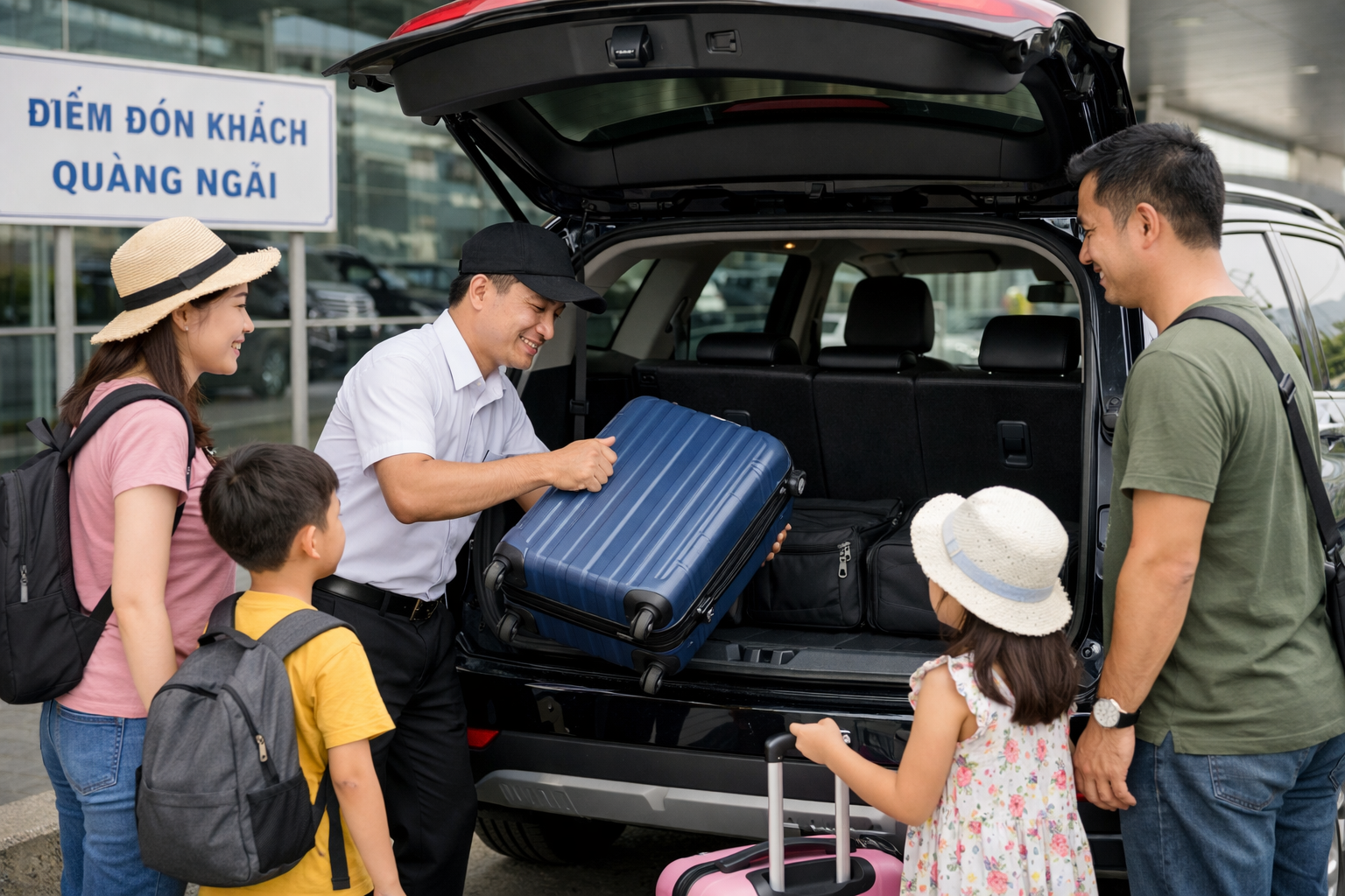 Tài xế hỗ trợ hành khách và hành lý tại Quảng Ngãi