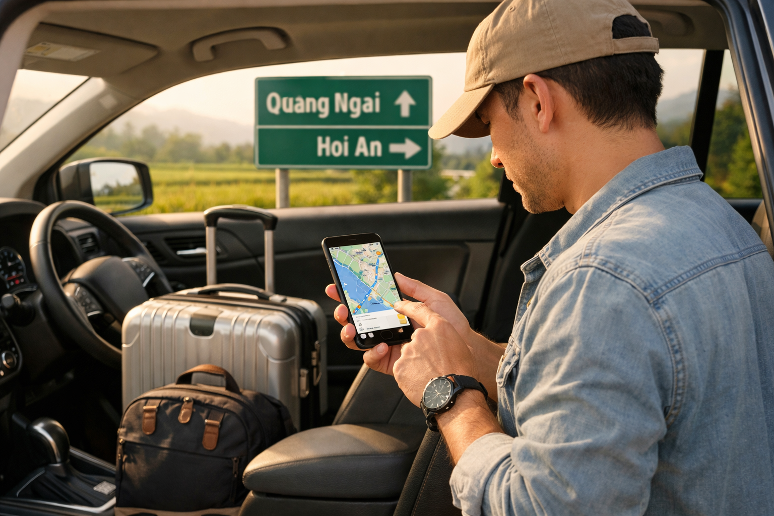 Tài xế chuẩn bị lộ trình Quảng Ngãi đi Hội An
