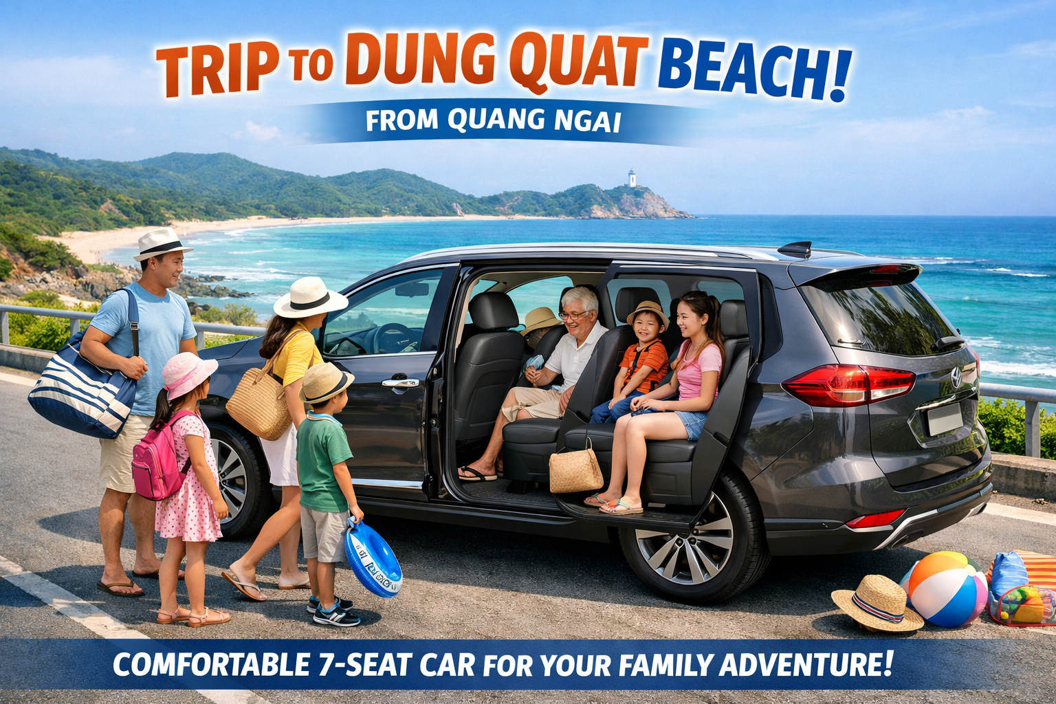Thuê xe đi Biển Dung Quất từ Quảng Ngãi bằng ô tô đời mới, đón đúng giờ và đi riêng tiện lợi
