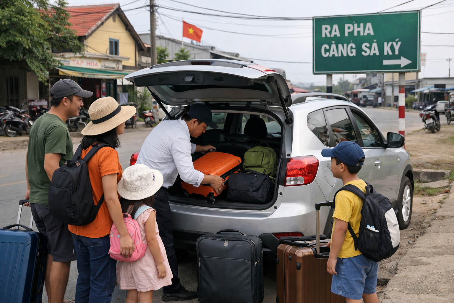 Gia đình lên xe 4 chỗ đi Lý Sơn từ Quảng Ngãi