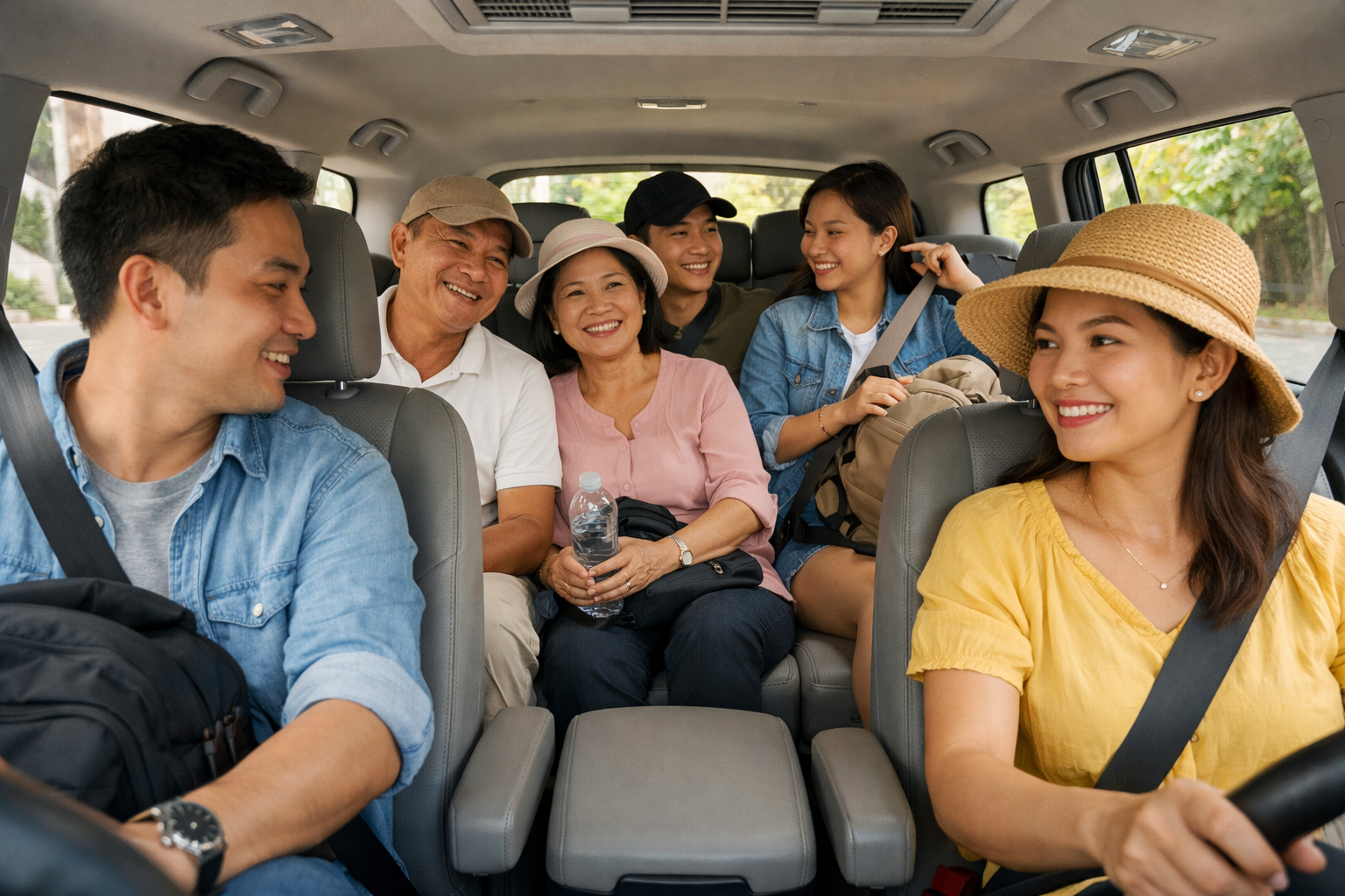 Khoang xe 7 chỗ sạch đẹp cho chuyến đi Sơn Mỹ