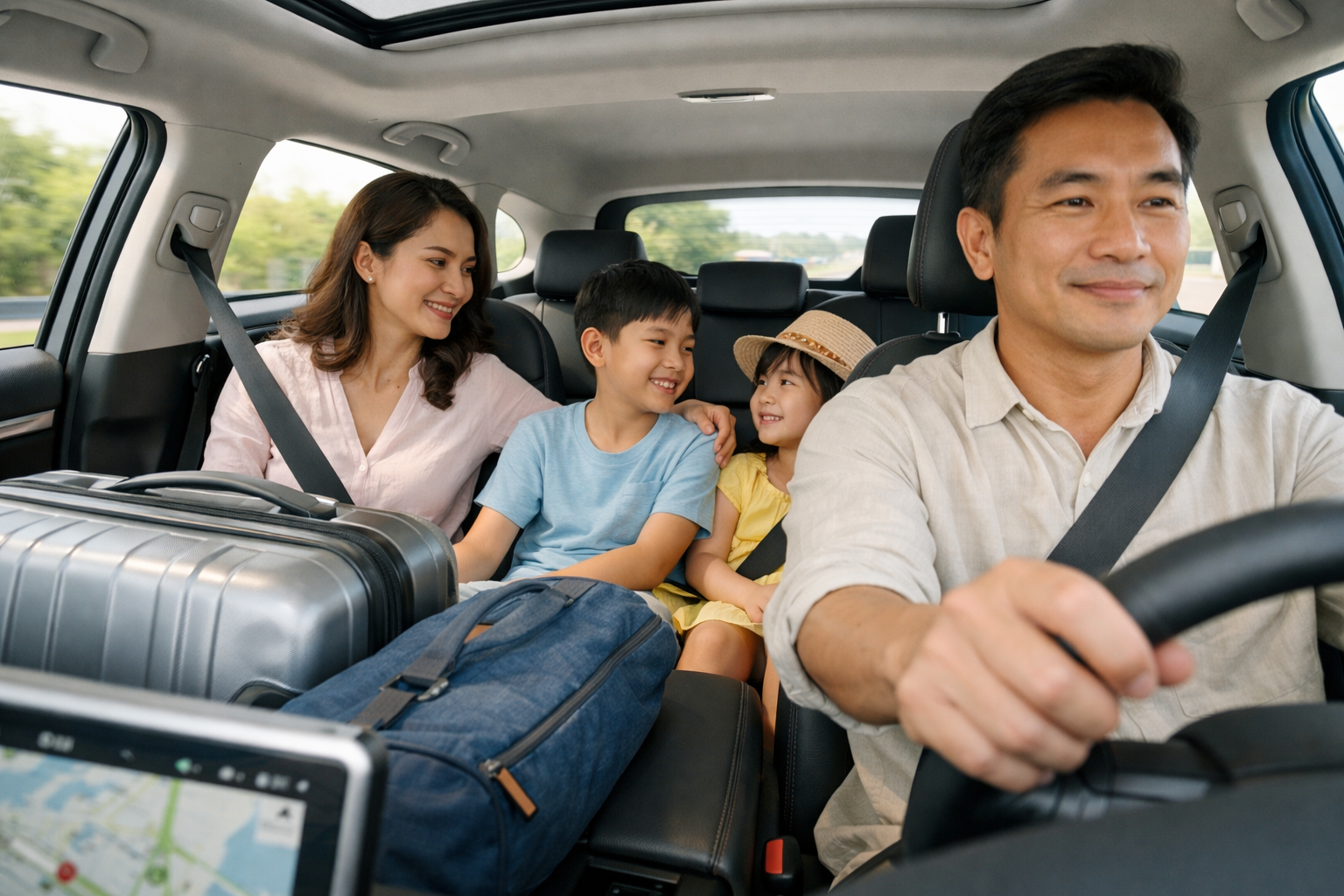 Gia đình đi xe điện có tài xế ở Quảng Ngãi