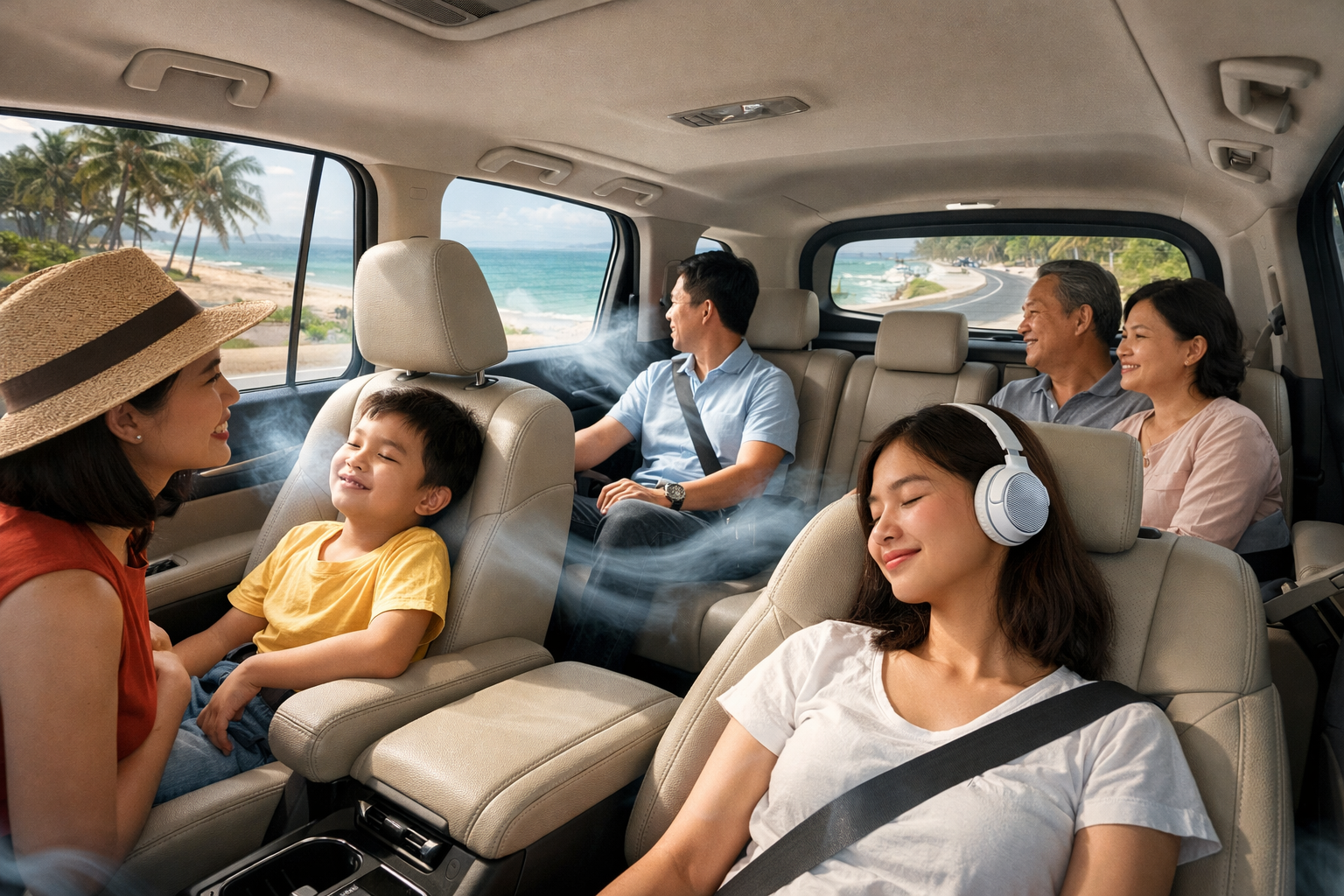 Khoang xe đời mới rộng rãi cho chuyến đi Mũi Ba Làng An