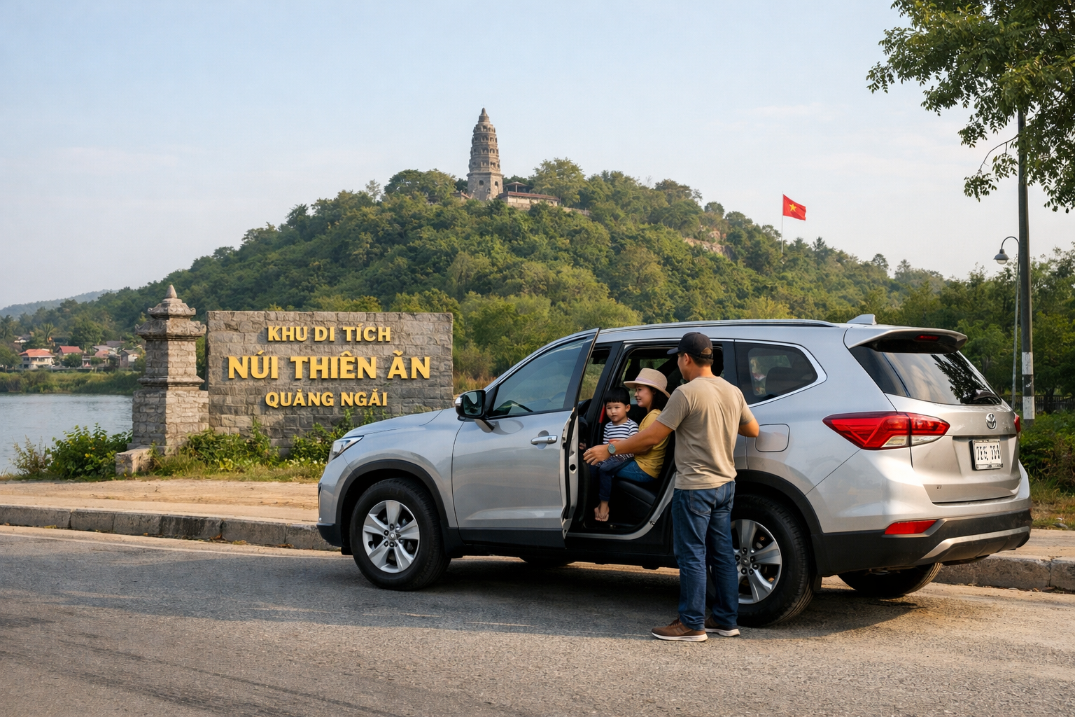 Xe riêng chở gia đình đi Núi Thiên Ấn