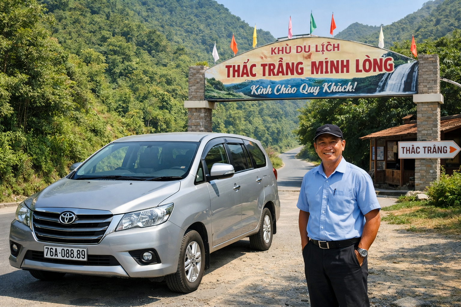 Xe đưa đón Thác Trắng Minh Long bằng ô tô, tài xế giàu kinh nghiệm và đón tận nơi