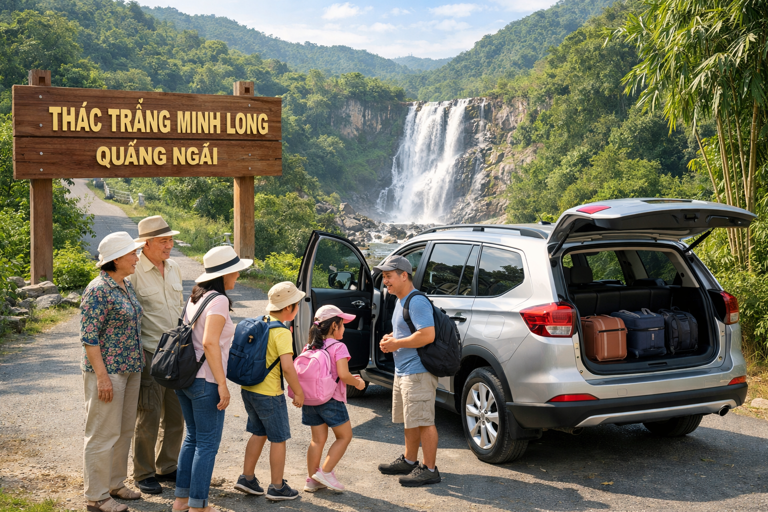 Xe đưa đón Thác Trắng Minh Long xe đời mới, đi riêng thoải mái và báo lịch nhanh