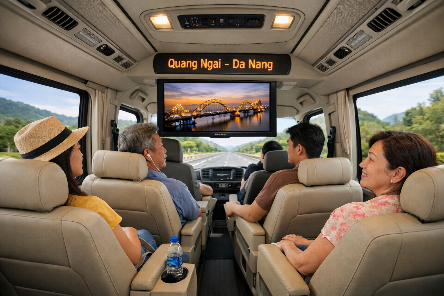 Không gian xe ghép Quảng Ngãi đi Đà Nẵng thoải mái