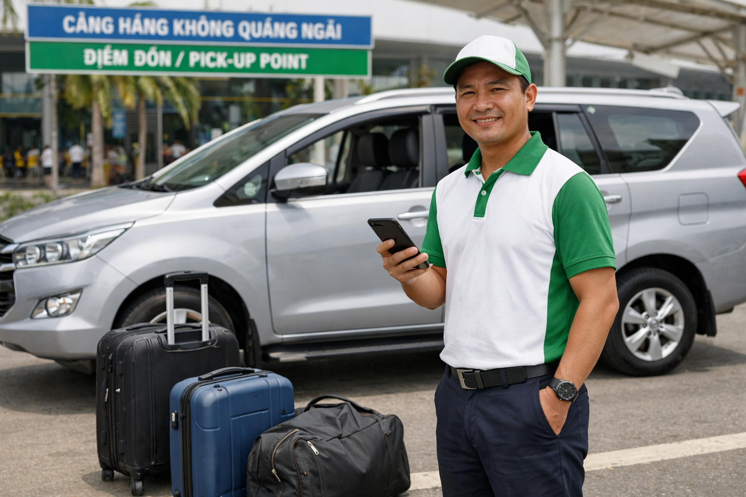 Tài xế xe ghép đón khách tại Quảng Ngãi
