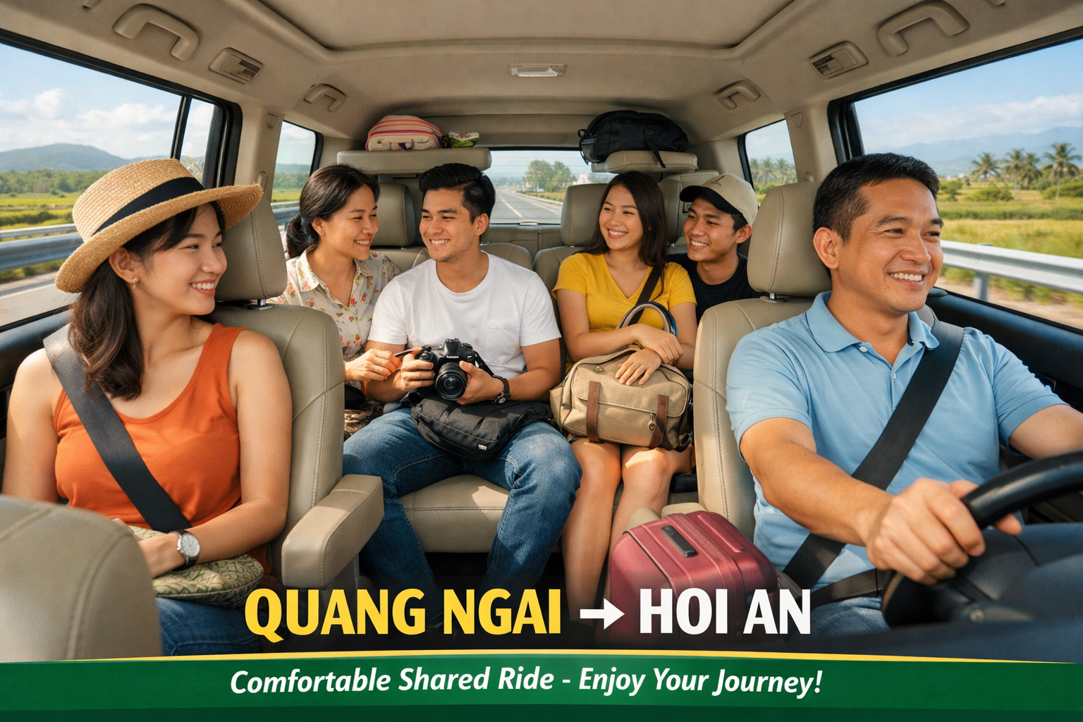 Xe ghép Quảng Ngãi đi Hội An trọn chuyến, đón tận nơi và giữ chỗ linh hoạt