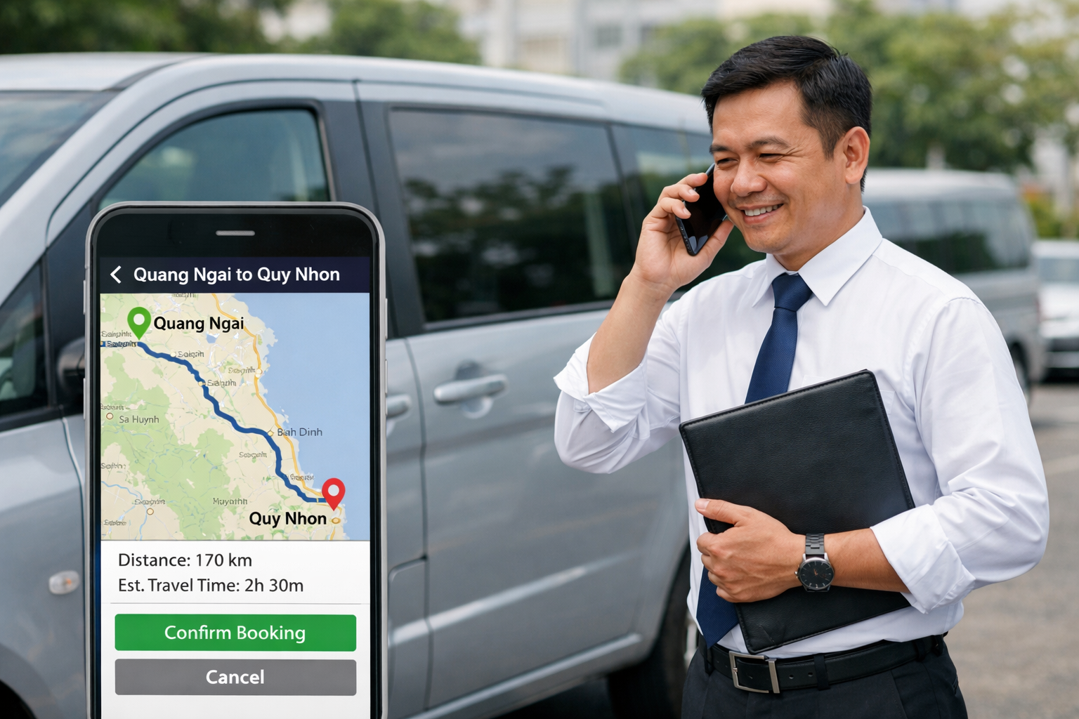 Tài xế xác nhận lịch đón xe ghép Quảng Ngãi đi Quy Nhơn