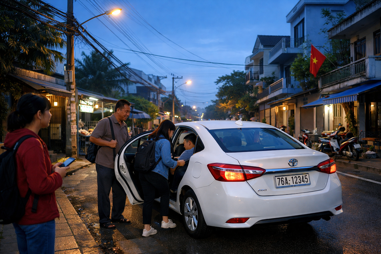 Xe ghép đón tận nơi tại Quảng Ngãi vào sáng sớm