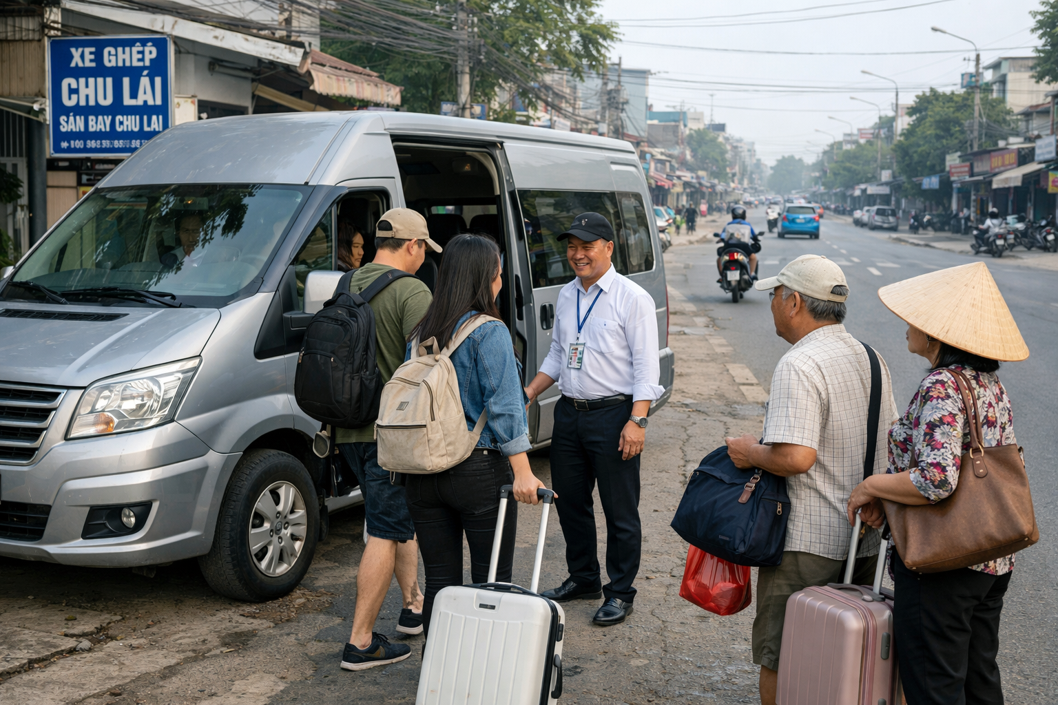 Đón khách xe ghép ở Quảng Ngãi đi Chu Lai
