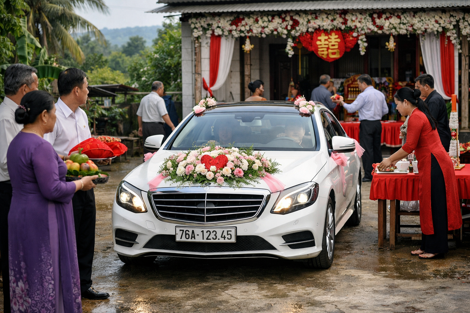 Xe hoa Quảng Ngãi đến đón dâu tận nhà đúng giờ