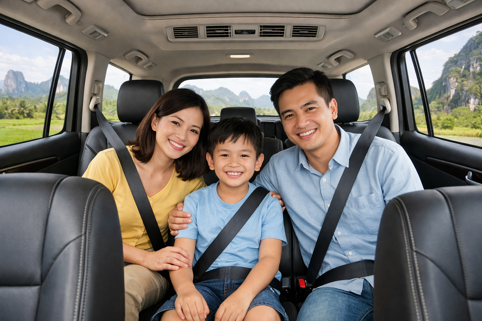Khoang xe sạch đẹp cho chuyến đi riêng đến Bãi Dừa Tư Nghĩa