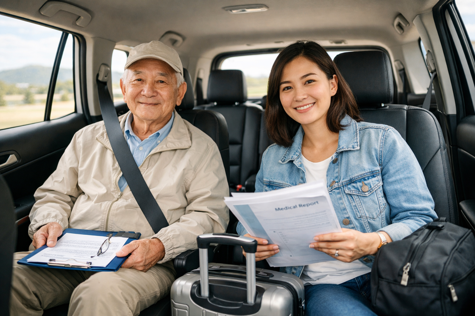 Không gian xe riêng thoải mái khi đi khám bệnh liên tỉnh